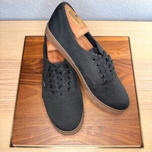 Vans Black Canvas Sneakers with Brown Sole